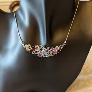 Necklace Topaz Amethyst Garnet Citrine! Sterling silver - CLASSY!